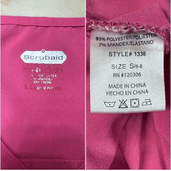 Scrubaid Pink Scrub Jogger Set 1338 & Dickies Red Scrub Top Lot - Picture 7 of 10